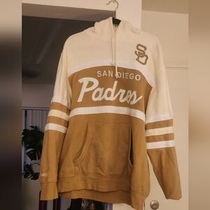 NWOT Mitchell & Ness San Diego Padres Hoodie Brown And White Size XL